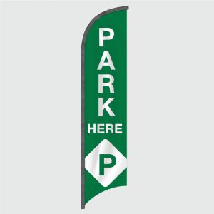 Park Here Green Feather Flag