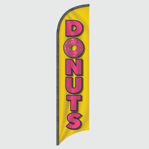 Donuts Yellow Feather Flag