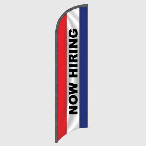 Now Hiring Red, White and Blue Feather Flag