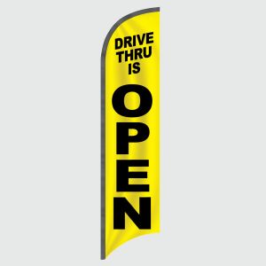 Drive Thru is Open Feather Flag