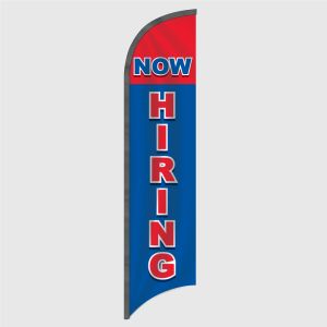 Now Hiring Red Blue Feather Flag