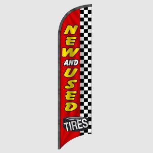 New and Used Tires Checkered Feather Flag