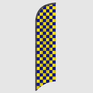 Blue and Yellow Checkered Feather Flag