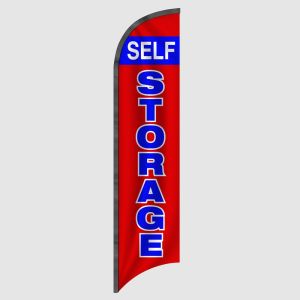 Self Storage Blue on Red Feather Flag