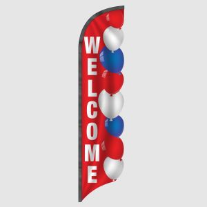 3D Welcome Patriotic Balloons Feather Flag