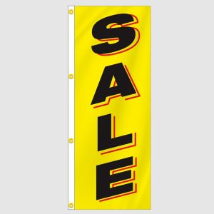 Sale Black on Yellow Vertical Flag