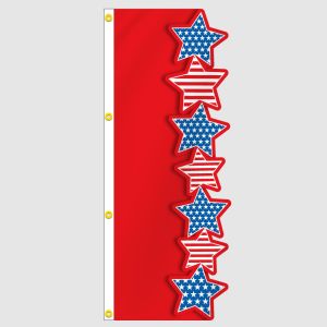3D Red Star Vertical Flag