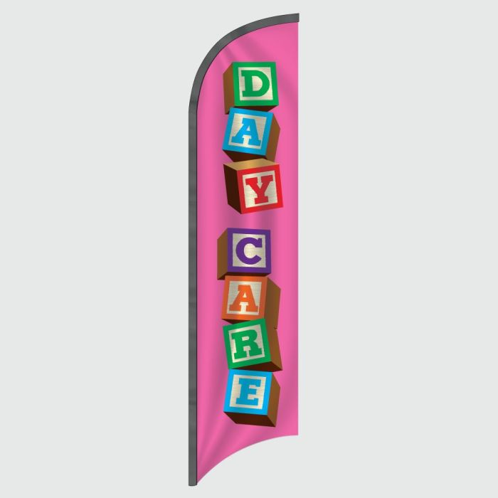 Day Care Pink Feather Flag