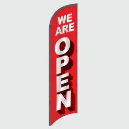 We Are Open Feather Flag