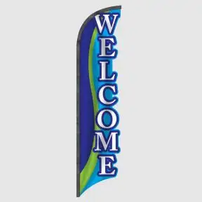 3D Welcome Ocean Wave Feather Flag