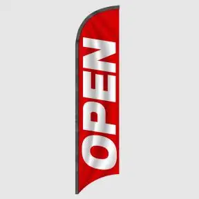 Open White on Red Feather Flag
